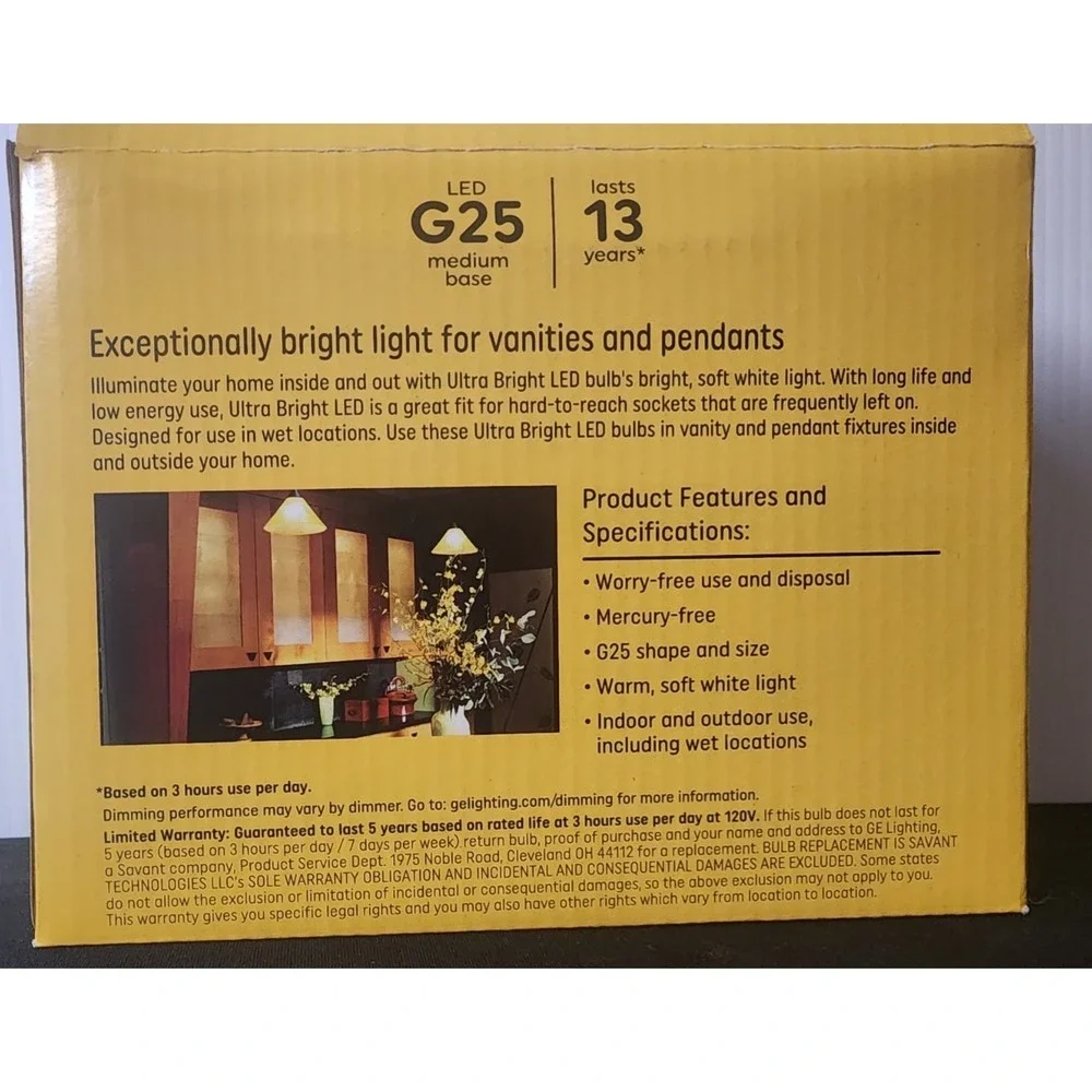 GE‎ G25 Ultra Bright LED Light Bulbs Soft white  100W Med base dimmable  New